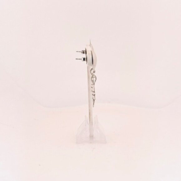 Vintage AVER Mexican Sterling Silver 925 Dome Dangle Drop Earrings 17mm Estate - Picture 2 of 9